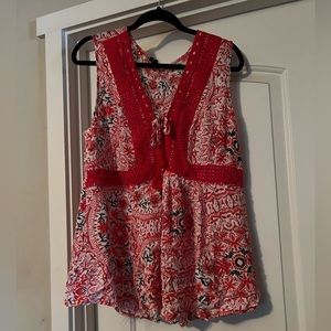 NWT torrid top boho red floral paisley tank sz 0x